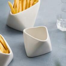 1pc Large/Small Ceramic French Fry Bowl, Ceramic French Fry Cup, For Restaurant Daily Use, Household Ceramic Bowl, Ceramic Plate - Multicolor - View 11
