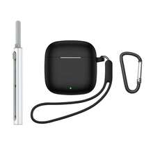 مجموعة حافظة سماعة بلوتوث مناسبة ل- Freebuds SE2، تشمل 1 حافظة سماعة من السيليكون، 1 سلسلة من السيليكون، 1 فرشاة تنظيف، 1 خطاف، تحمي حافظة السماعة بفعالية، تجمع بين الحماية والتنظيف ومنع الفقدان - الأسود - مشاهدة 9