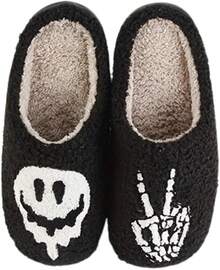 Pantuflas de calabaza de peluche acogedor de Halloween, diseño esponjoso antideslizante - Combinación F - Ver 12