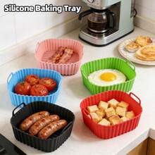 Silicone Air Fryer Mat, Reusable Silicone Baking Mat For Air Fryer, Oven, Grill, Kitchen Tool - Multicolor (small Rectangle) - View 2