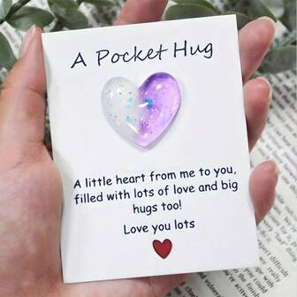 1 pieza, Una pequeña tarjeta de poema de abrazo de bolsillo, regalo de aislamiento, ficha de abrazo, regalo de pensar en ti con decoración de resina linda con tarjeta de felicitación alentadora, regalo especial de cumpleaños, boda, San Valentín, Pascua, decoración del hogar, decoración de la habitación, cosas baratas