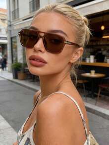 1-3 Pairs Women's Casual Aviator Double Bridge Fashion Glasses - Multicolor - View 3