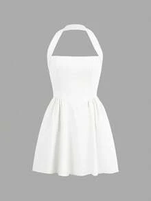 فستان قصير كاجوال للنساء من Unadoll بتصميم سحاب خلفي مكشوف وياقة حلقية، مناسب للشاطئ والعطلات وعيد الحب والحياة اليومية والمواعدة ومهرجانات الموسيقى وأعياد الميلاد وغيرها من المناسبات - أبيض - مشاهدة 3