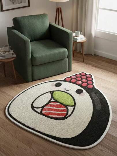 1件寿司造型装饰地毯，卧室装饰，小地毯，地毯，家居装饰，客厅地毯，客厅小地毯，卧室地毯，客厅家居装饰，户外地毯，可水洗地毯