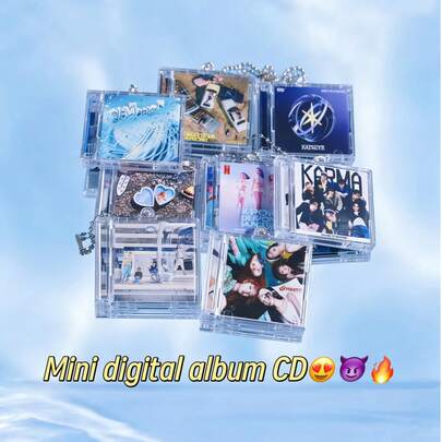 KPOP Mini Album Pendant NFC Box, Cor Tis K-Pop:Dem0n Hvnters KATSEYE Hearts2Hearts <KARMA> <Spaghetti> TWS 4th Mini Album CD Box, DVD Box, NFC CD Box, Star Fan Goods, DIY Commemorative Mini CD Pendant Keychain, Also Can Be Used As Decorative Desktop Ornament, Gift For Friends