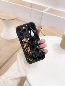 Car 1pc Black Wheel Pattern Full Coverage TPU Shockproof Phone Case Compatible With Iphone, Galaxy S25 Ultra, S24 Ultra - Multicolor - View 2