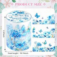 5 Rolls Floral Washi PET Tape Set Flower Scrapbook Junk Journal Supplies, Decorative Tape Stickers Arts Crafts Bullet Planner, 50mm Widex 78.74 Inch Long/Roll - Floral - View 2