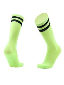 1 Pair Children's Knee-High Striped Sports Socks, Professional Long Soccer Socks, Made Of Polyester Knit Fabric, Suitable For Outdoor Sports And Daily Wear For 3-12 Years Old Kids - Multicolor - View 27