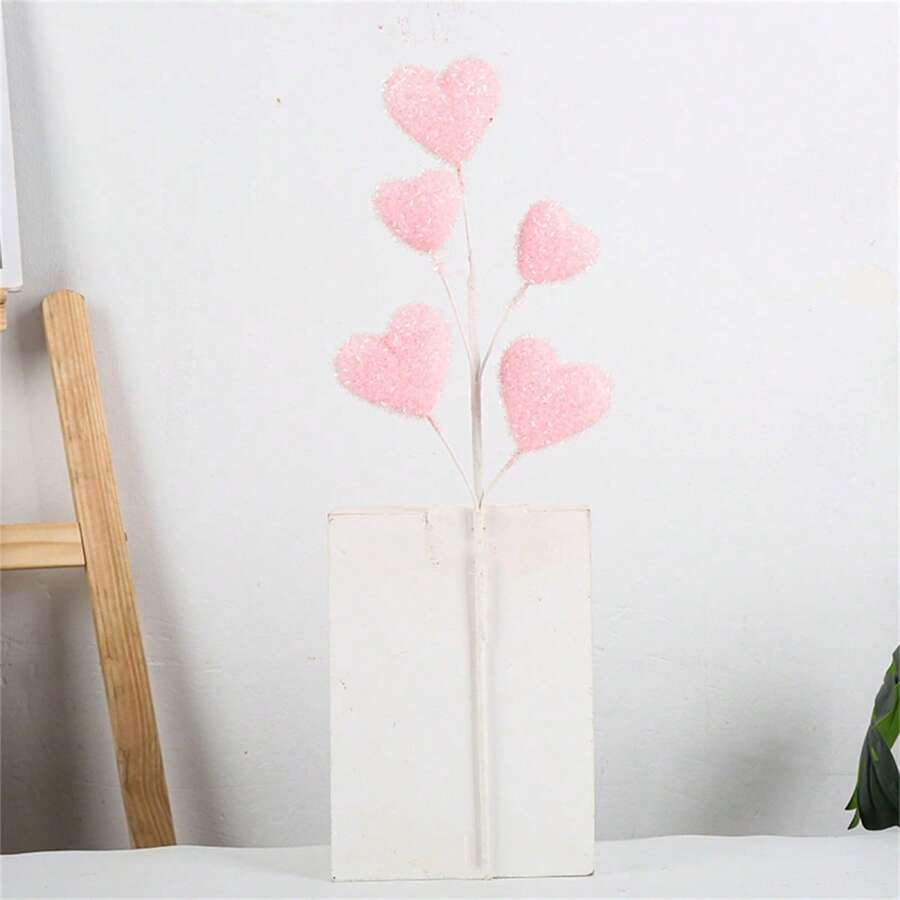 Ramas artificiales de San Valentín con corazón brillante para rellenar jarrones, arreglos florales y decoración para fiestas en el hogar. - vistoso - Ver 1