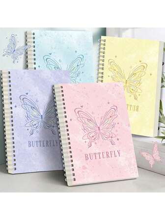 120 páginas Cuaderno espiral A5/B5 - Diseño elegante de mariposa, cubierta con lámina de oro, encuadernación duradera y papel de alta calidad, adecuado para oficina, escuela, diario, viaje, recuerdos de fiesta, regalos festivos, útiles escolares, vuelta al cole