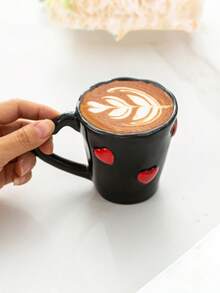 1pc Embossed Heart-Shaped Mug, Minimalist & Elegant Coffee Cup, Ideal Gift For Valentine's Day, Suitable For Living Room Or Bedroom, Also Suitable For Cafes And Restaurants To Serve Latte Or Other Milk Beverages, Great Gift Or Holiday Decor - Multicolor - View 4