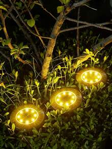 2pcs/4pcs Solar Powered LED Ground Lights - 8 LED White/Warm Light, Portable, Stainless Steel Housing, Solar Rechargeable, Ideal For Garden, Lawn, Driveway, Pathway, Deck, Solar Landscape Lighting - Multicolor - View 5