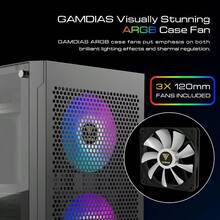 RGB Gaming ATX Mid Tower Computer PC Case With Side Tempered Glass Panel And A Magnetic Dust Filter And 3 Built-In 120mm ARGB Fans - 網狀黑色 - 查看 2