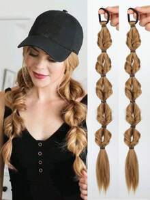 2条20英寸长辫子马尾假发，泡泡辫合成自然染色扭辫扎辫子脏辫双灯笼马尾 - 彩色 - 查看 17