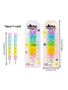 60/28/14 Piezas Lápiz mecánico automático con cadena de garra de gato, lindo lápiz mecánico HB de 1.6mm sin afilar para estudiantes de primaria, lápiz desmontable con forma de frijol, lápiz apilable de dibujos animados, útiles escolares y de oficina, juguete creativo - Multicolor - Ver 7