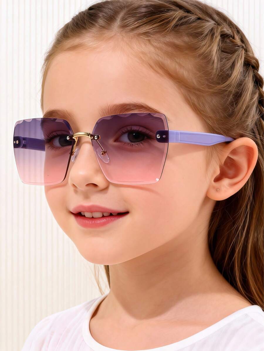 1 Pair Unisex Frameless Edged Glasses - Casual Decorative Glasses - Versatile Decorative Glasses - Made Of Durable PC Material - Outdoor Vacation Glasses In Multiple Colors - Multicolor - View 1