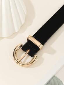 1pc Women's Casual Semicircle Buckle PU Leather Belt, Fashionable, Elegant, Versatile