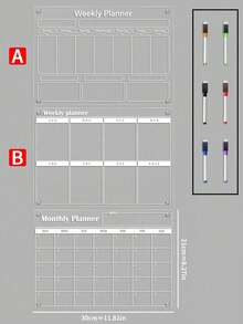 1 件磁性透明冰箱日历板（附带磁性白板笔）、亚克力书写板、透明图案备忘板、磁性冰箱白板日历、亚克力备忘板、可重复使用的每周膳食计划器 - 彩色 - 查看 14