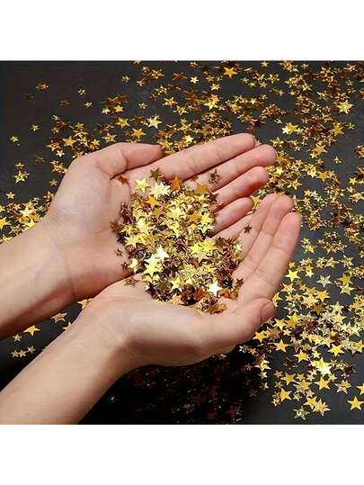 金色闪光星星纸片，彩色闪光星星纸片 - 适用于圣诞节、婚礼、生日派对餐桌装饰、毕业典礼装饰和各种节日派对装饰