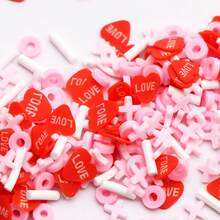 20克/0.7盎司混合心形聚合物粘土片，XOXO环氧树脂装饰品，无香型，适用于DIY手工、美甲、情人节 - 彩色 - 查看 5