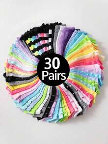 10/20/30 Pairs Random High Elasticity Women Boat Socks, Suitable For Casual Daily Wear, All Seasons - Multicolor - View 7
