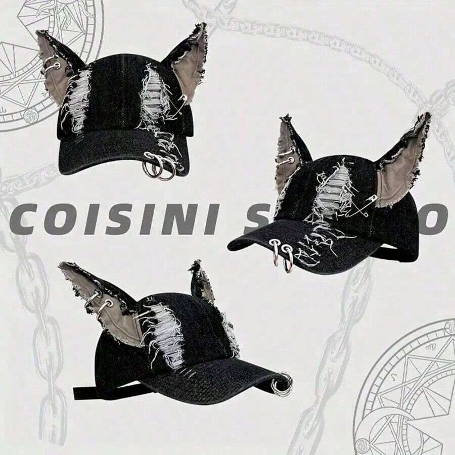 BODERI Wilderness Style Personalized Iron Ring Cowboy Hole Baseball Cap - A Must-Have For Going Out For Parties, Outdoor Climbing, Camping And Cycling HC0N - Burgundy - Xem 1