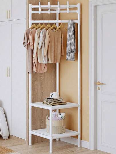 Perchero De Esquina Estante De Ropa Perchero De Piso 2 Capas Perchero de esquina 2 en 1