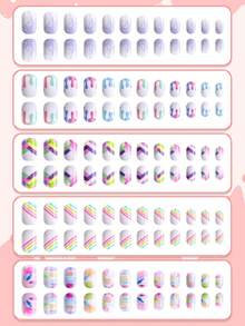 NAIO 120pcs/Set Y2K Stylish Children's Nail Stickers, Acrylic Material, Pre-Coated Gel, Full Coverage, Shiny Cute Patterns Including Rainbow, Stripes, Flames, Liquid And Gradient Doodle Elements, Short-Adhesive Nail Stickers, Comes With 3pcs Jelly Gel And 3pcs Nail Files, Suitable For Little Girls - Adorable Colorful Theme.