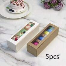 5-Piece Cookie Dessert Boxes, Macaron Cake Bakery Boxes With Clear Windows, Wedding & Birthday Party Favors, Christmas Gift Packaging