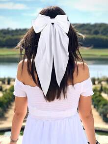 5pcs Oversized Bow Hair Clips With Ribbons - Suitable For Thick Or Thin Hair, Non-Slip Claw Clips, Girls Hair Accessories, Ribbons, Ribbon Bows, File Clips, Bows, Party Hair Decor, Mother's Day Fashion, Everyday Party, Valentine's Day Hair Accessories, Valentine's Day Claw Clips, School Supplies - Multicolor - View 3
