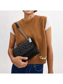 Coach Klare 25 Medium Size Women's Crossbody Bag, Flap Handbag With Chain Shoulder Strap - Black - View 3