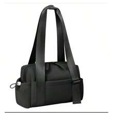 女士迷你健身包，小型健身手提包，带防水隔层，防水旅行包，可爱运动健身包，可调节肩带，拉链封口，适合锻炼、运动和旅行 - 黑色 - 查看 3