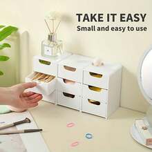 1/2pcs White 3-Tier Drawer Storage Box - Ideal For Organizing Office Supplies, Hair Clips, Jewelry And Cosmetics - Compact And Cute Design, Perfect For Desk Organization, Home Use, Drawer Storage, Jewelry Box - Multicolor - View 11
