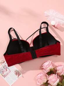 mimilemon Women's Contrast Lace Trim Underwire Push-Up Bra - Enhancing, Supportive, Sexy & Comfortable, Suitable For Daily Wear And Special Occasions - Burgundy - View 3