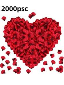 2000pcs Artificial Silk Rose Petals Decor, Red Rose Petals, Suitable For Wedding Decoration, Valentine's Day Decor, Gift Box Filler, Proposal, Room Aisle Decor, Holiday Decoration
