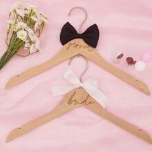 2件套木质婚礼衣架，西装衣架，新郎新娘礼服衣架，带丝带，非常适合婚纱和西装，婚礼配饰 - 彩色 - 查看 6