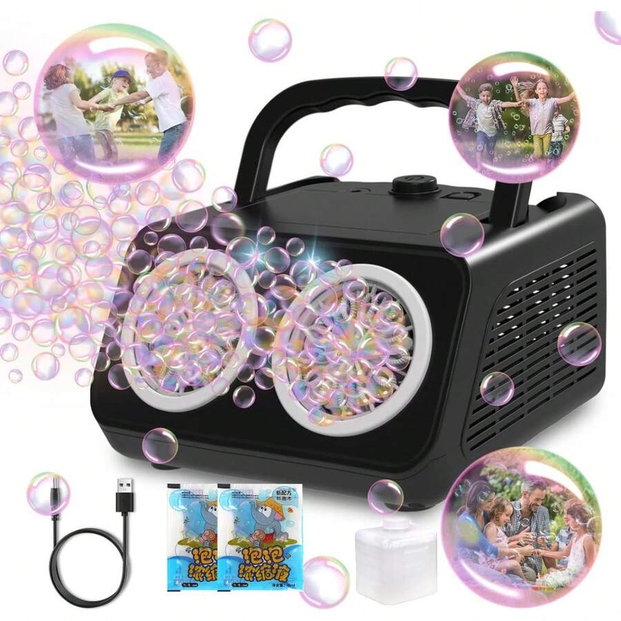 Portable Automatic Bubble Machine With 2 Speeds - Black - View 1
