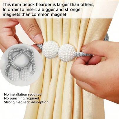 Two Magnetic Curtain Straps, Curtain Strap Holder Decorative Cord Classic Tie Design For Home Office Curtains, 16.54 Inches In Length