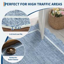 Modern Home Decor Simple Living Room Area Rug Non Slip Thin Bordered Entrance Runner Rug Non Shedding Low Pile Mat Throw Rug Easy To Clean Stain Resistant Carpet Printed Washable Soft Floorcover For Dinning Room Kitchen Laundry Bathroom Bedroom - Blue - View 7