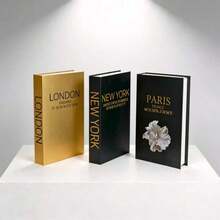 3er Set Deko-Bücher aus Kunstleder, Goldfolien-Textur - Luxus-Papier-Imitat-Bücher mit Goldfolien-Design, Wohnzimmer- und Arbeitszimmer-Atmosphären-Dekoration, stapelbare Kunst-Bücher, Feiertags-Dekoration und Ornamente - Gold - Übersicht 10