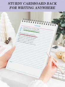 1本极简螺旋笔记本，52页无日期计划本，适合办公室和学生使用，待办事项清单可提高工作效率，教师办公用品，桌面装饰，返校用品，男女通用礼物 - 彩色 - 查看 6