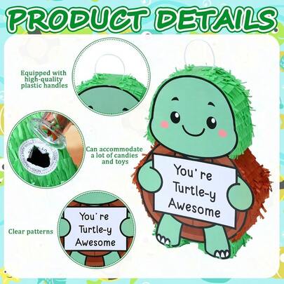 Set de Piñata de Caballito de Mar Incluye Piñata Venda para Ojos y Confeti Verano Cumpleaños Navidad Fiesta Decoración Juego Accesorios