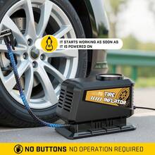 Carsun 便携式轮胎充气泵，100PSI，12V 直流，机械显示，耐用，带压力表（机械压力表最大压力 300PSI），ABS 树脂材质，防摔。女士汽车配件 - 适用于汽车、自行车、摩托车和运动球类，必备汽车用品，汽车内饰配件 - 有線機械款 - 查看 5