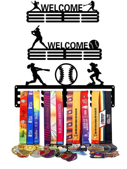 1pc Baseball Medal Display Rack, Metal Wall Decor Storage Shelf, Athlete Gift