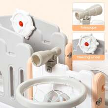 Juego de niños pequeños 8 en 1 para niños pequeños de 1 a 3 años, Juego de bebé para Interiores y Exteriores con Escalador, túnel de Gateo, aro de Baloncesto, telescopio, Almacenamiento de Juguetes - Gris - Ver 3