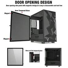 DLM21 MESH Micro ATX Mini ITX Tower MicroATX White Computer Case With Door Opening Tempered Glass Side Panel And Mesh Front Panel Black - Black - View 4