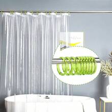 - Juego de 12 anillos de cortina de ducha de plstico, ganchos en forma de O, ganchos para cortina de ducha que se deslizan fcilmente en la barra de ducha del bao verde - Mezcla de colores - Ver 7