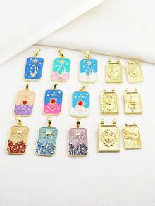 1pc Tarot Card, Palm, Sun, Heart, Devil's Eye, Snake Enamel 18K Gold DIY Pendant Charm For Bracelet, Necklace, Keychain, Jewelry Making, Accessories, Amulet, Phone Charm, Bag Decoration, Craft, Display, Earrings, Necklace, Keychain, Jewelry, Chat, Women's Accessories, Evil, Jewelry Maker, Women's Keychain - Multicolor - View 1