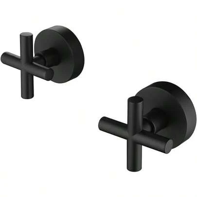 Shower Mixer Taps 1/4 Turn Twin Tap Cross Handles Levers Hot Cold Shower Spindles Kits Bathtub Solid Brass Watermark Matt Black