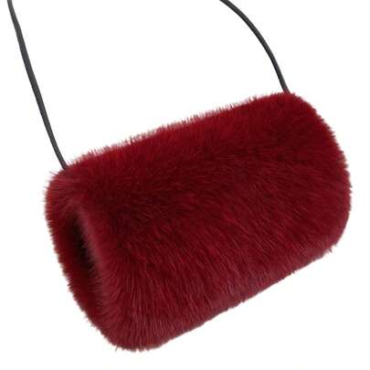Faux Fur Hand Warmer Muff Portable Warm Plush Hand Cushion With Strap For Winter Outdoor Activity